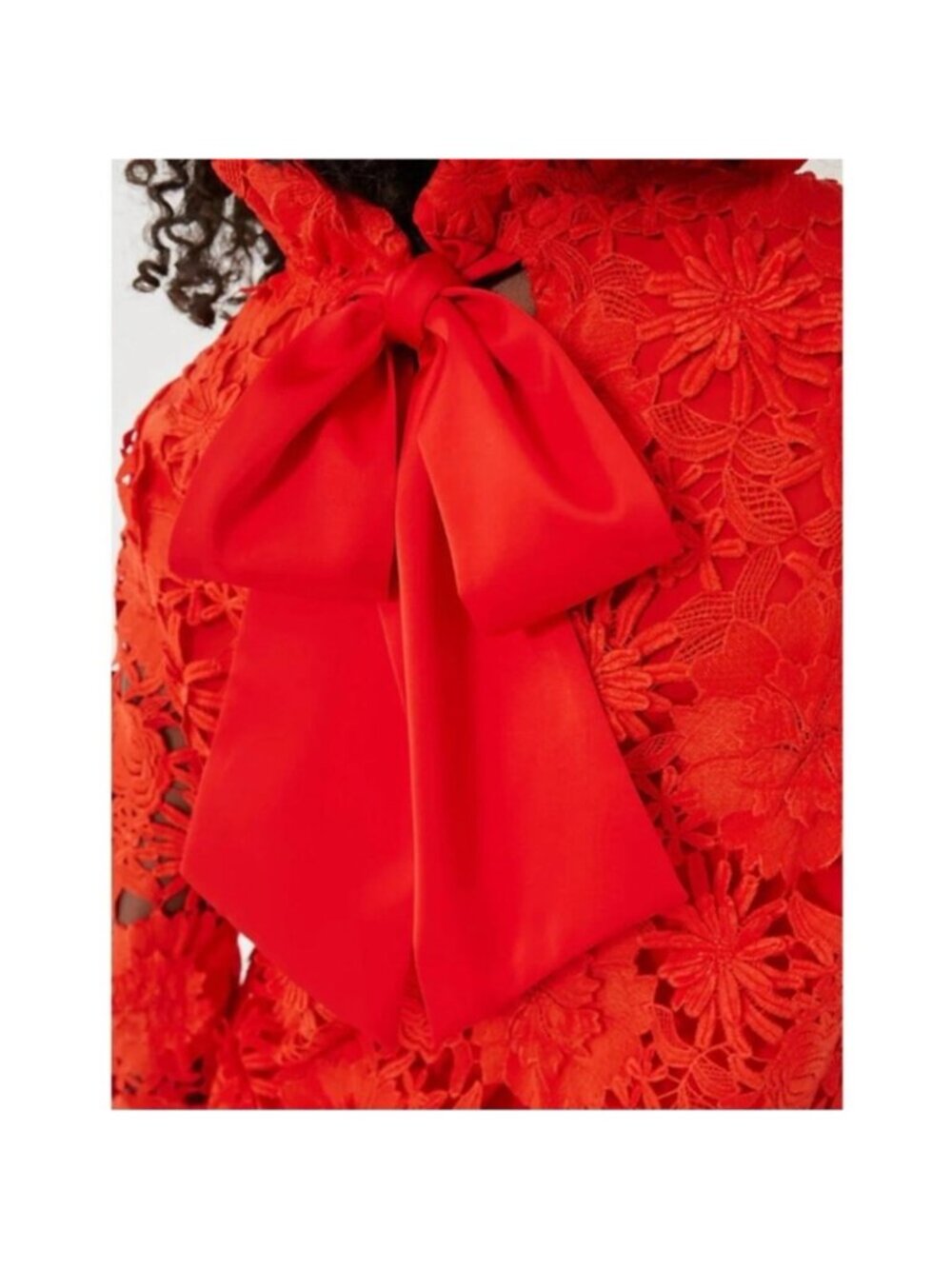 NWT Tuckernuck Guipure Lace Faye Top Blouse Bow Back Red 3/4 Sleeves Size XS - Picture 14 of 14